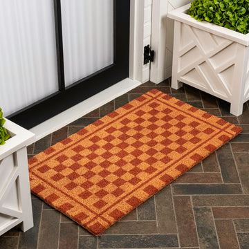 Harper Classic Farmhouse Checkerboard Coir Area Rug